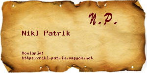 Nikl Patrik névjegykártya